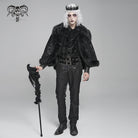 DEVIL FASHION Men's Gothic Floral Printed Faux Fur Splice Cape