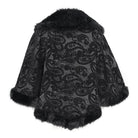DEVIL FASHION Men's Gothic Floral Printed Faux Fur Splice Cape