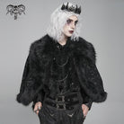DEVIL FASHION Men's Gothic Floral Printed Faux Fur Splice Cape
