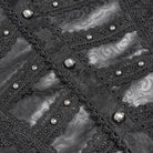 DEVIL FASHION Men's Gothic Floral Printed Stand Collar Lantern Sleeved Shirt Black