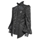 DEVIL FASHION Men's Gothic Floral Printed Stand Collar Lantern Sleeved Shirt Black