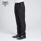DEVIL FASHION Men's Gothic Floral Printed Suit Pants