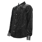 DEVIL FASHION Men's Gothic Floral Printed Turn-down Collar Shirt