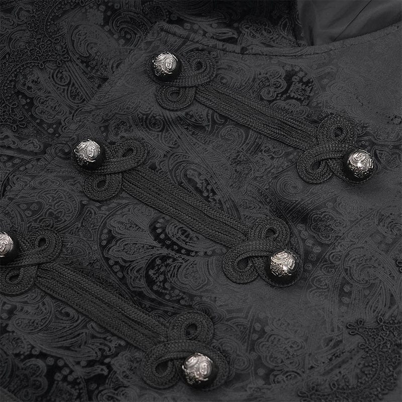 DEVIL FASHION Men's Gothic Floral Studs Buckle-up Vest