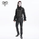 DEVIL FASHION Men's Gothic Floral Studs Buckle-up Waistcoat Gloden