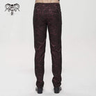 DEVIL FASHION Men's Gothic Floral Zipper Pants Red