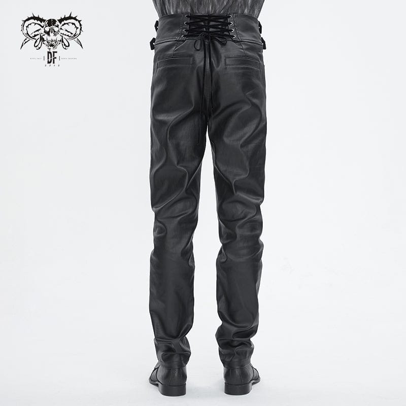 DEVIL FASHION Men's Gothic High-waisted Chain Pants