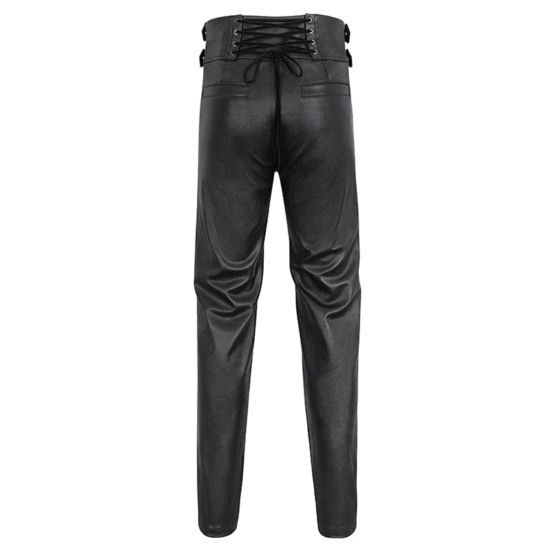 DEVIL FASHION Men's Gothic High-waisted Chain Pants