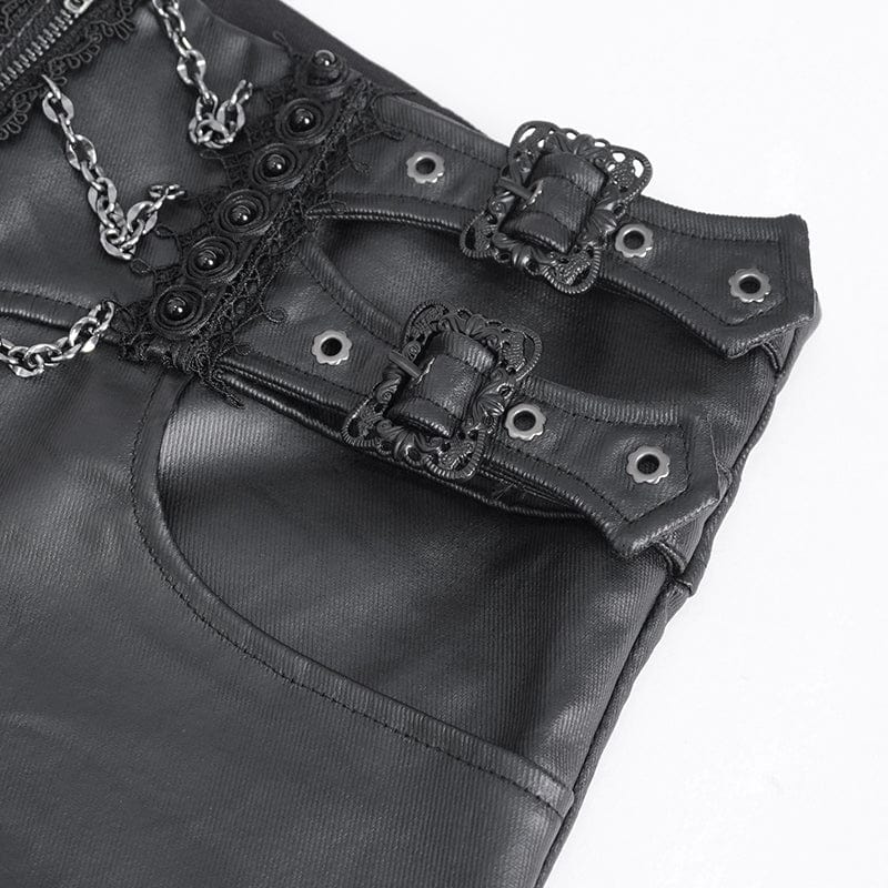 DEVIL FASHION Men's Gothic High-waisted Chain Pants