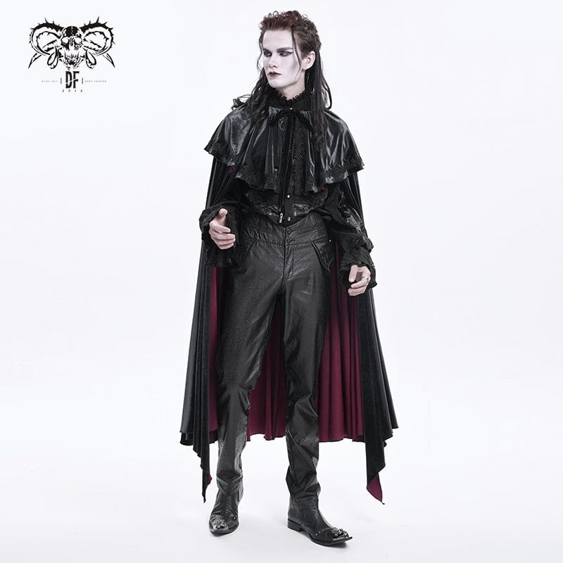 DEVIL FASHION Men's Gothic High-waisted Faux Leather Pants