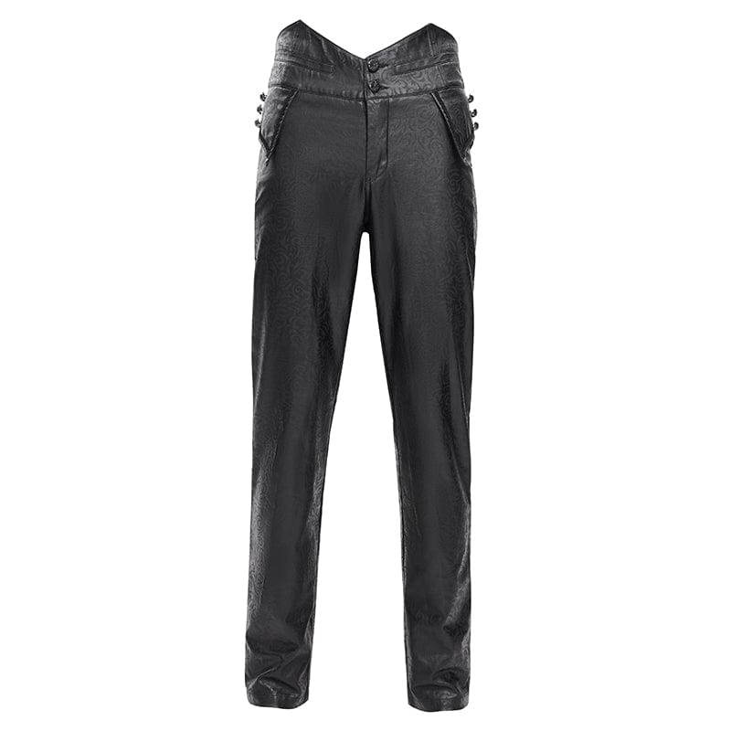 DEVIL FASHION Men's Gothic High-waisted Faux Leather Pants