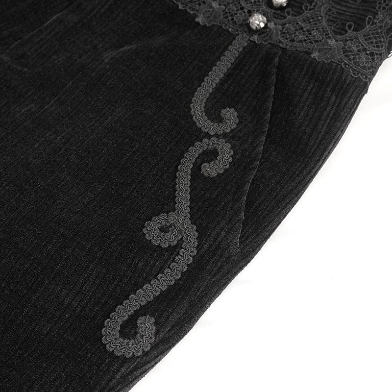 DEVIL FASHION Men's Gothic High-waisted Lace Splice Pants Black