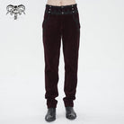 DEVIL FASHION Men's Gothic High-waisted Lace Splice Pants Red