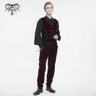 DEVIL FASHION Men's Gothic High-waisted Lace Splice Pants Red