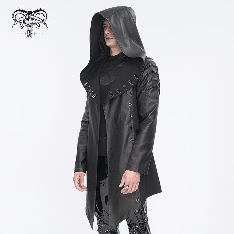 DEVIL FASHION Herren Gothic Jacke mit unregelmäßigen Ösen und Kapuze