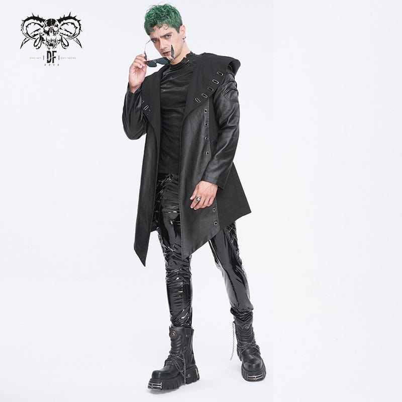 DEVIL FASHION Herren Gothic Jacke mit unregelmäßigen Ösen und Kapuze