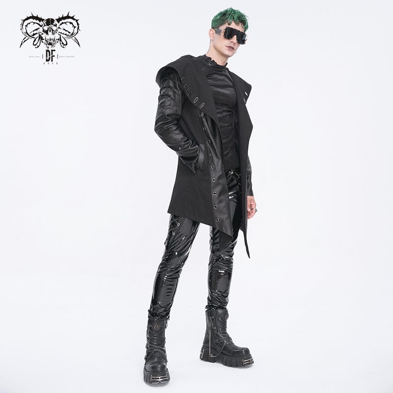 DEVIL FASHION Herren Gothic Jacke mit unregelmäßigen Ösen und Kapuze
