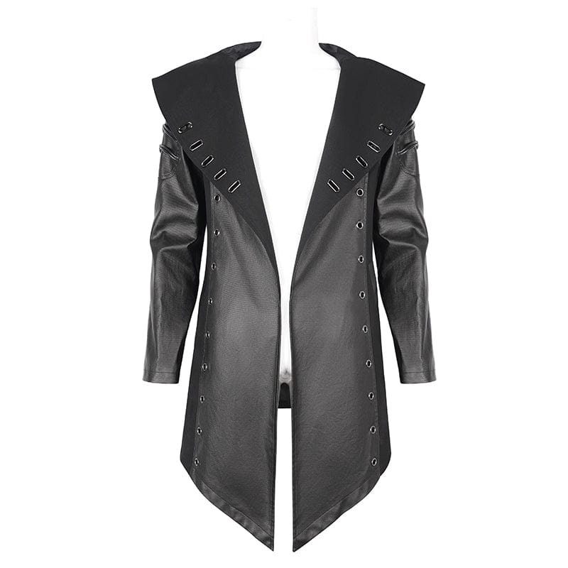 DEVIL FASHION Herren Gothic Jacke mit unregelmäßigen Ösen und Kapuze