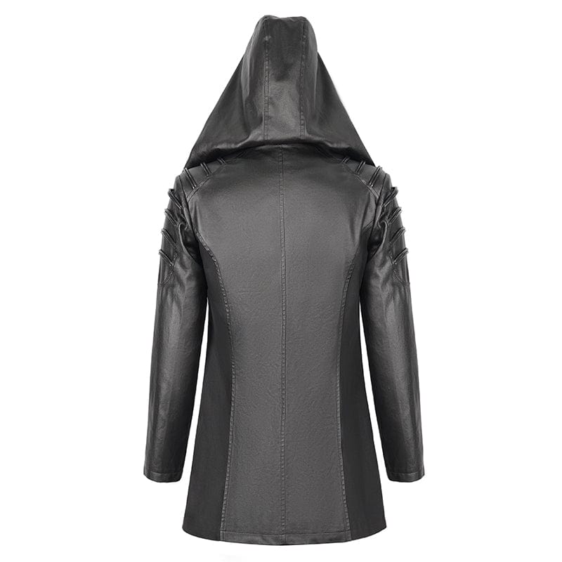DEVIL FASHION Herren Gothic Jacke mit unregelmäßigen Ösen und Kapuze