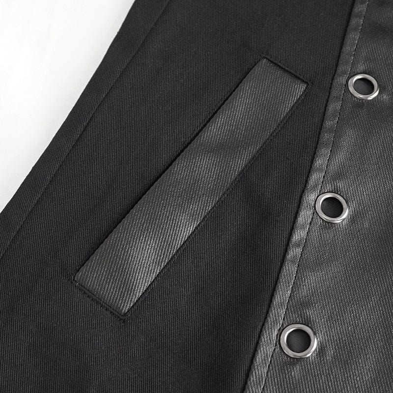 DEVIL FASHION Herren Gothic Jacke mit unregelmäßigen Ösen und Kapuze