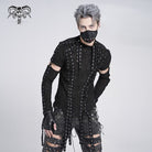 DEVIL FASHION Men's Gothic Irregular Eyelet Strap Lace-up T-shirt