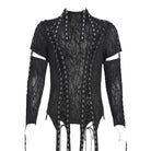 DEVIL FASHION Men's Gothic Irregular Eyelet Strap Lace-up T-shirt