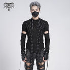 DEVIL FASHION Men's Gothic Irregular Eyelet Strap Lace-up T-shirt
