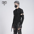 DEVIL FASHION Men's Gothic Irregular Eyelet Strap Lace-up T-shirt