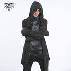 DEVIL FASHION Men's Gothic Irregular Multi-chain Coat with Hood Black