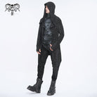 DEVIL FASHION Men's Gothic Irregular Multi-chain Coat with Hood Black