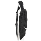 DEVIL FASHION Men's Gothic Irregular Multi-chain Coat with Hood Black