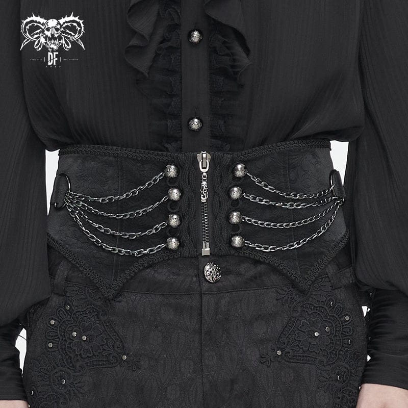 DEVIL FASHION Men's Gothic Irregular Multi-chain Zipper Girdle
