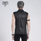 DEVIL FASHION Men's Gothic Irregular Studded Lace-up Vest