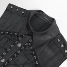 DEVIL FASHION Men's Gothic Irregular Studded Lace-up Vest