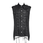 DEVIL FASHION Men's Gothic Irregular Studded Lace-up Vest