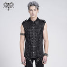 DEVIL FASHION Men's Gothic Irregular Studded Lace-up Vest