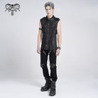 DEVIL FASHION Men's Gothic Irregular Studded Lace-up Vest
