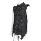 DEVIL FASHION Men's Gothic Irregular Studded Lace-up Vest