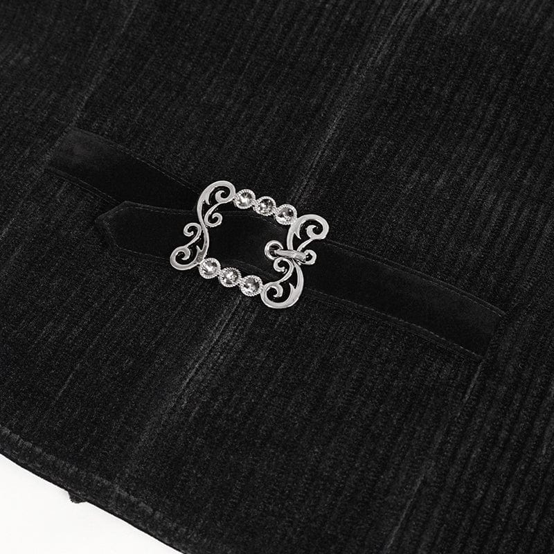 DEVIL FASHION Herren Gothic Unregelmäßiger Samt Splice Cord Weste Schwarz