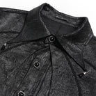 DEVIL FASHION Men's Gothic Jacquard Batwing Shoulder Flap Shirt with Necktie Black