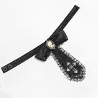 DEVIL FASHION Men's Gothic Jacquard Batwing Shoulder Flap Shirt with Necktie Black
