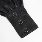 DEVIL FASHION Men's Gothic Jacquard Batwing Shoulder Flap Shirt with Necktie Black