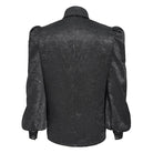DEVIL FASHION Men's Gothic Jacquard Batwing Shoulder Flap Shirt with Necktie Black