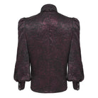 DEVIL FASHION Men's Gothic Jacquard Batwing Shoulder Flap Shirt with Necktie Red