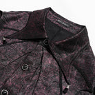 DEVIL FASHION Men's Gothic Jacquard Batwing Shoulder Flap Shirt with Necktie Red