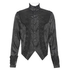 DEVIL FASHION Men's Gothic Jacquard Decal Stand Collar Shirt Black