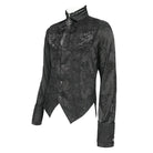 DEVIL FASHION Men's Gothic Jacquard Decal Stand Collar Shirt Black
