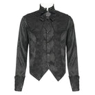 DEVIL FASHION Men's Gothic Jacquard Decal Stand Collar Shirt Black