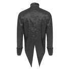 DEVIL FASHION Men's Gothic Jacquard Decal Stand Collar Shirt Black