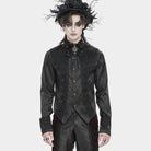 DEVIL FASHION Men's Gothic Jacquard Decal Stand Collar Shirt Black